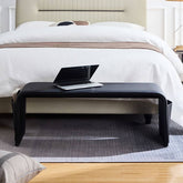 Simple Grey Upholstered Accent Bench Chair
